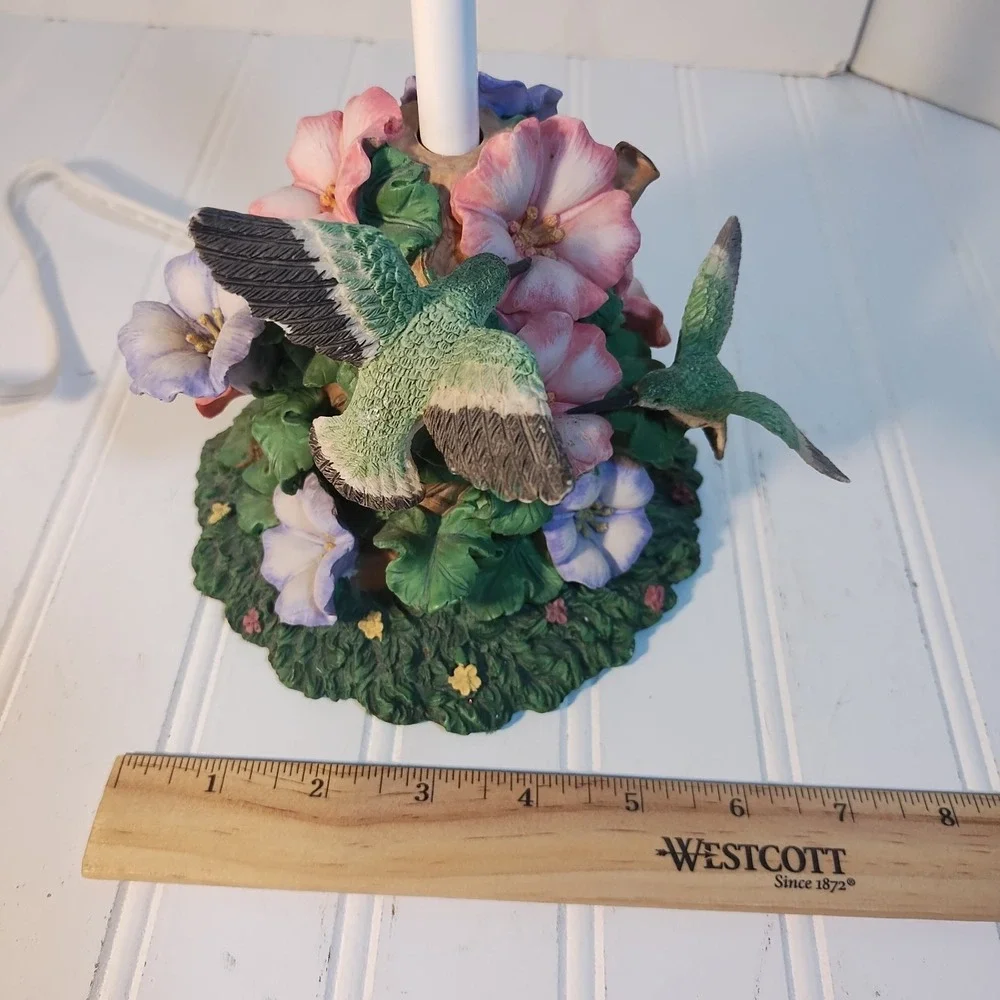 Vintage‎ Porcelain Hummingbird Lamp Morning Glory Floral Sculpted Accent Light